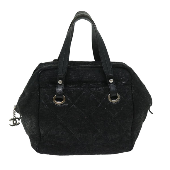 CHANEL Paris Biarritz MM Tote Bag Coated Canvas Black CC Auth bs13031 - Picture 13 of 16